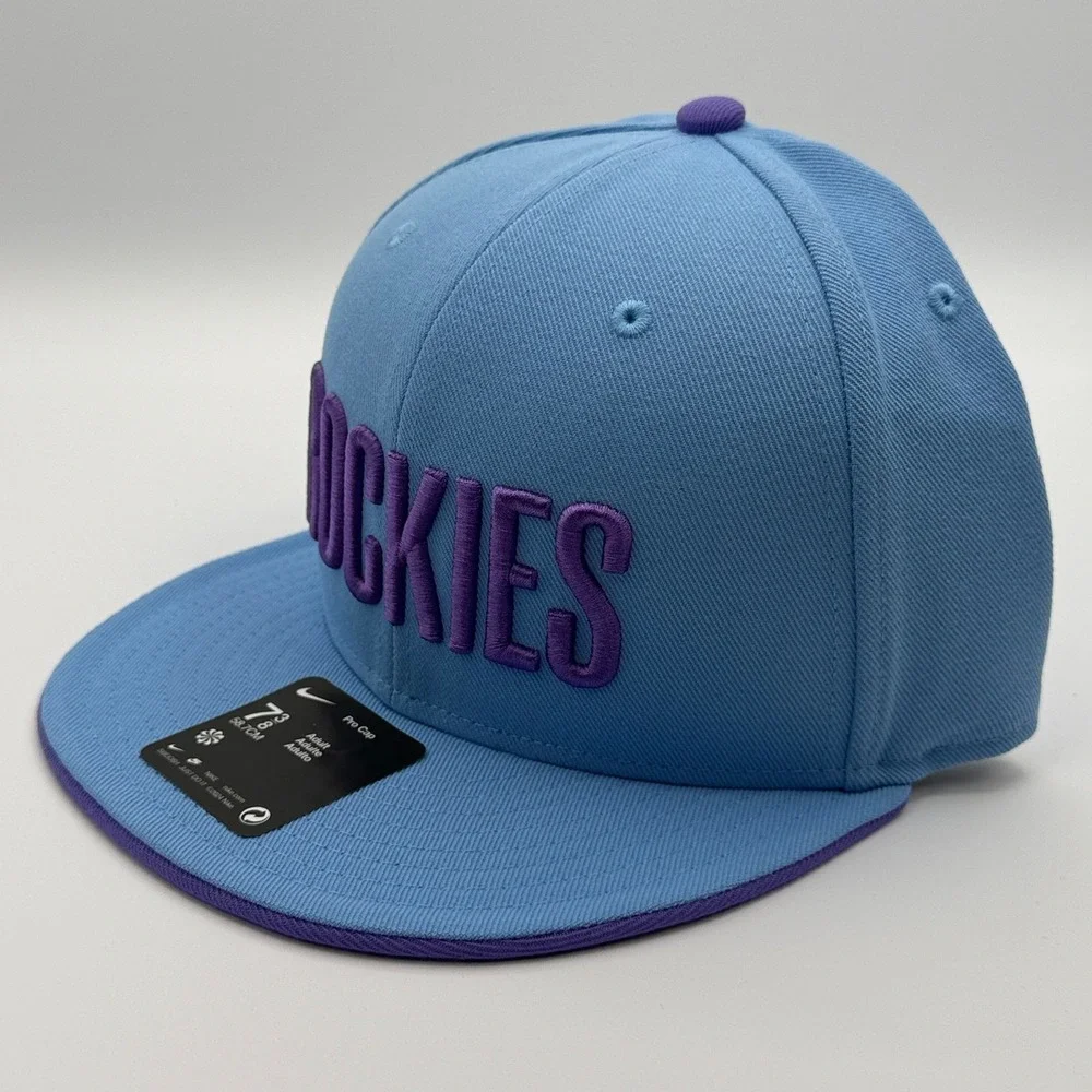 Nike Colorado Rockies Pro Cap Mens Size 7 3/8 Blue Purple Fitted Hat